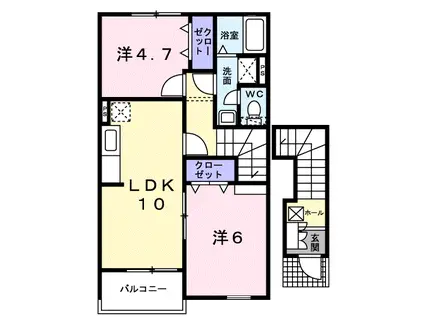 イーストレジデンス(2LDK/2階)の間取り写真