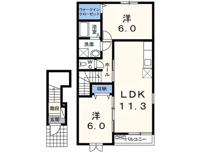 カーサ.エテルノⅢ(2LDK/2階)の間取り写真