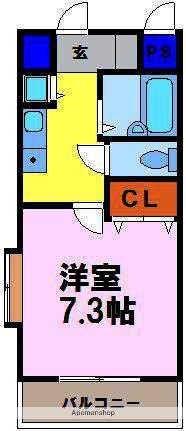 アルメリア白木原(1K/6階)の間取り写真