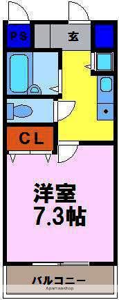 アルメリア白木原(1K/6階)の間取り写真