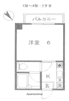 ルエメゾンロワール白木原(ワンルーム/4階)の間取り写真