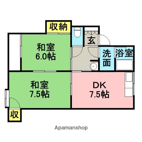 メモリー鷹取(2DK/2階)の間取り写真