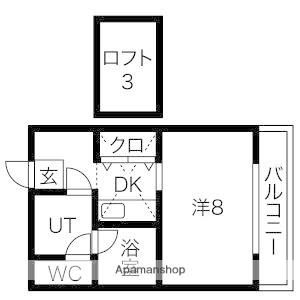 健康ハウス(1K/2階)の間取り写真