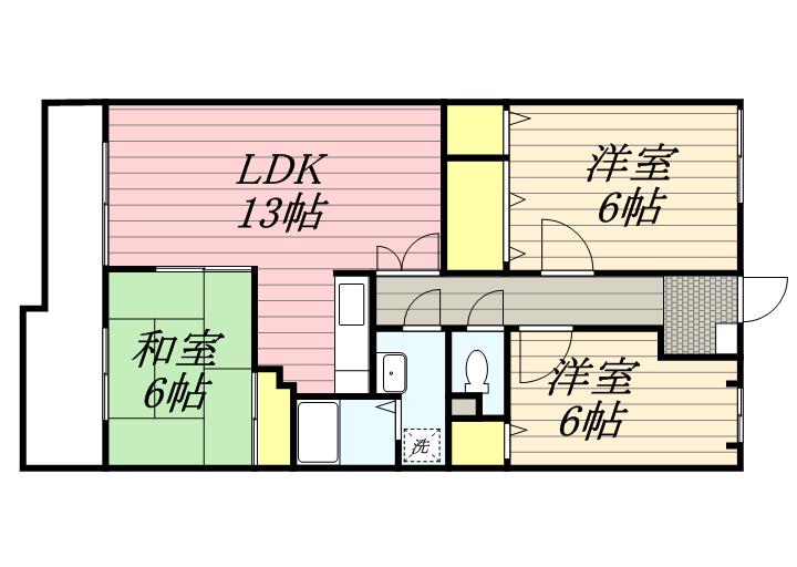 フレグランス春日(3LDK/5階)の間取り写真