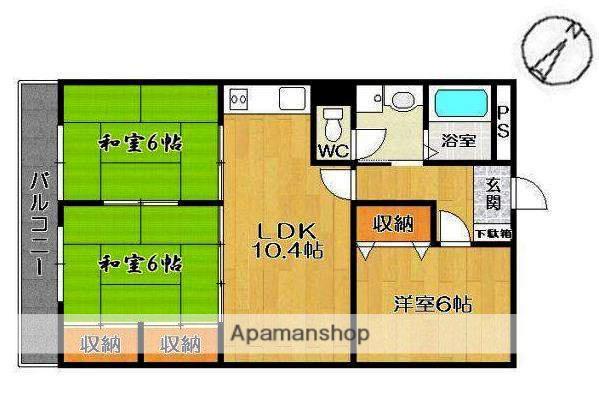 第5オリエンタル山繁(3LDK/1階)の間取り写真
