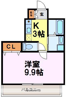 ノース春日原(1K/4階)の間取り写真