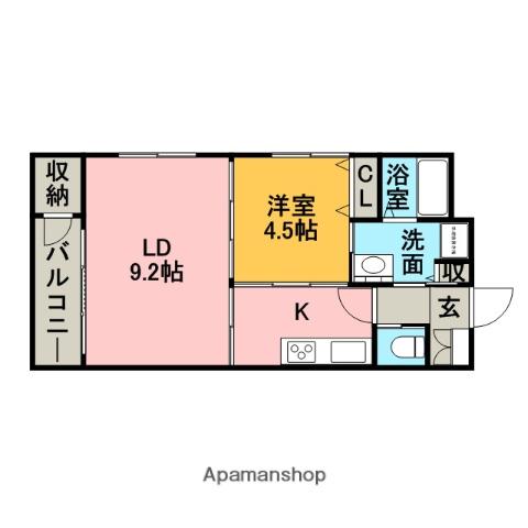 オーツー(1LDK/3階)の間取り写真