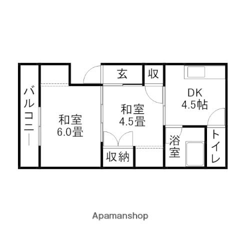 木下アパート(2DK/2階)の間取り写真