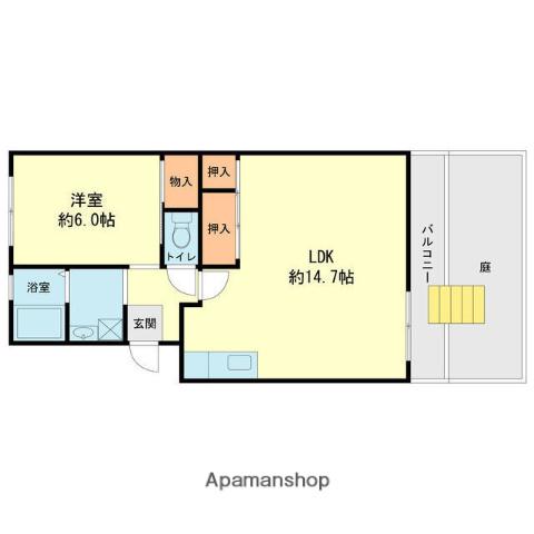 中島第2ビル(1LDK/1階)の間取り写真