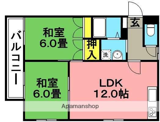 ドミールK(2LDK/2階)の間取り写真
