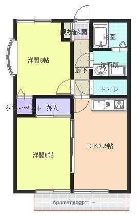 メロディハイツ山田(2DK/2階)の間取り写真