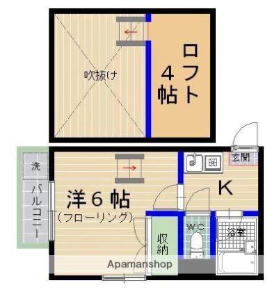 マスカレード大橋東Ⅱ(1K/1階)の間取り写真