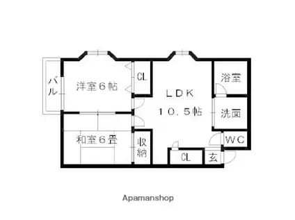 フォーレ中央(2LDK/2階)の間取り写真