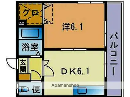 SK白木原(1DK/2階)の間取り写真
