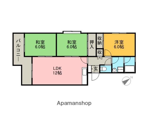 コーポ東大利(3LDK/1階)の間取り写真