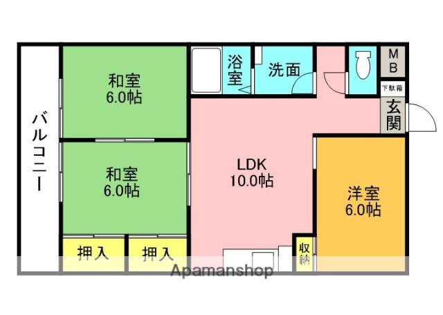 グリーンヒル観世Ⅰ(3LDK/3階)の間取り写真