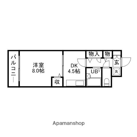 ベルエキップ大橋南Ⅱ(1DK/2階)の間取り写真
