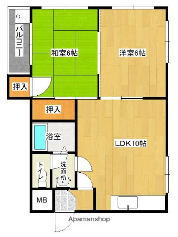旭ハイツ(2LDK/3階)の間取り写真