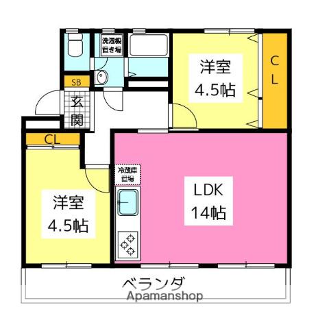 第二伊藤ビル(2LDK/2階)の間取り写真