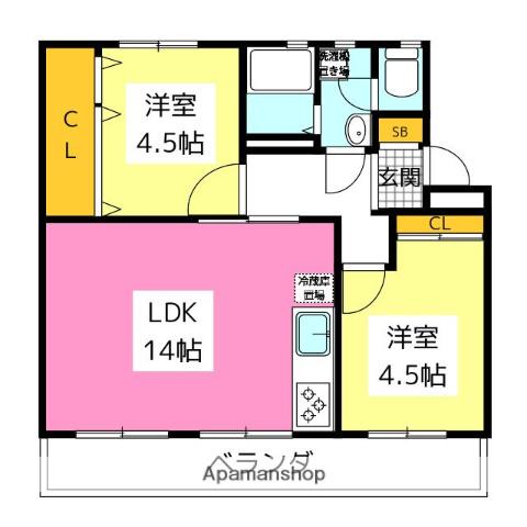 第二伊藤ビル(2LDK/5階)の間取り写真