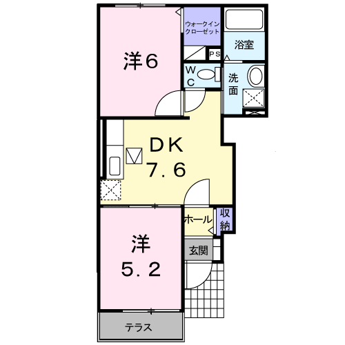 こすもすハウス武井壱番館(2DK/1階)の間取り写真