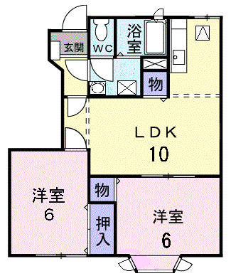 コンフォート朱雀E(2LDK/1階)の間取り写真