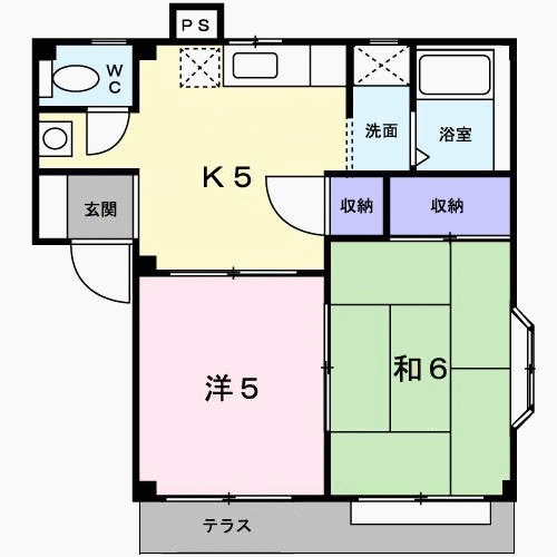 ハイライズ雪竹(2K/1階)の間取り写真