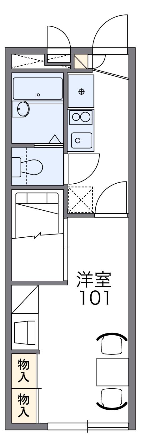 レオパレスJYURAKUⅢ(1K/1階)の間取り写真