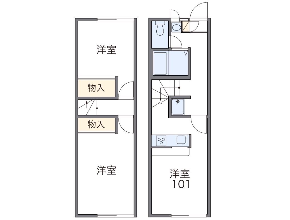 レオパレスアメニティタウン(2DK/1階)の間取り写真