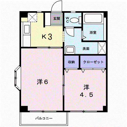 ヴィクトリー美鈴Ⅱ(2K/2階)の間取り写真