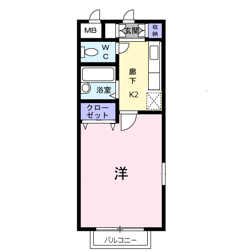 ETERNO・21・Ⅱ(1K/2階)の間取り写真