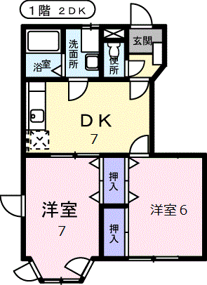 サンセール・Ⅴ(2DK/1階)の間取り写真