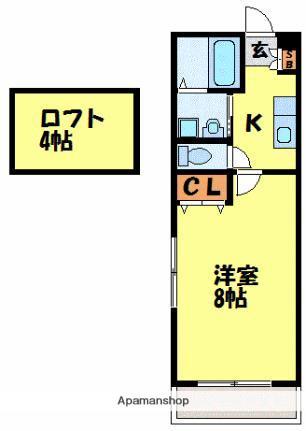 ビオス松ヶ丘(1K/1階)の間取り写真