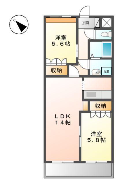 プログレスグランディ(2LDK/2階)の間取り写真