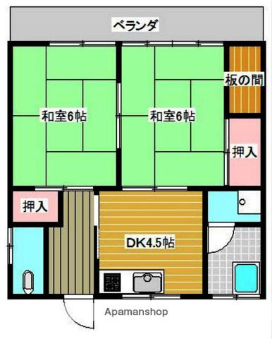 鎌田アパート(2DK/2階)の間取り写真