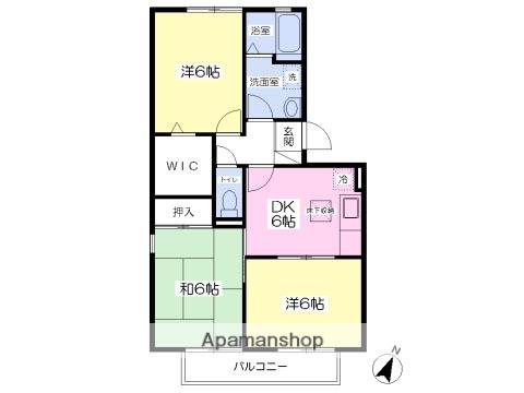 ハイカムールエル(3DK/2階)の間取り写真