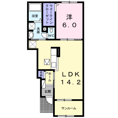 グランチェスタ(1LDK/1階)の間取り写真