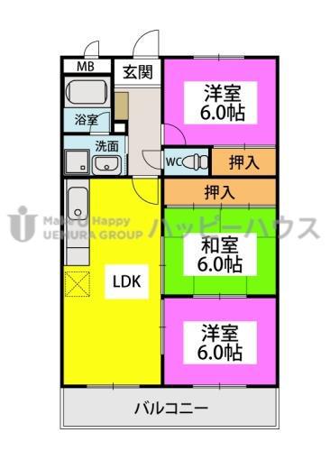 フレックス20(3LDK/3階)の間取り写真