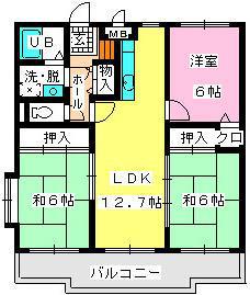 ロイヤルハイツ博多南(3LDK/3階)の間取り写真