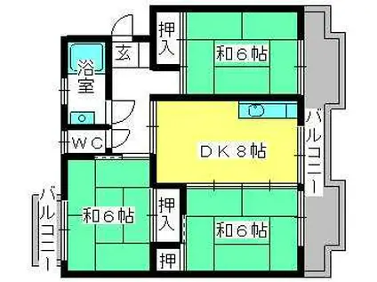 恵ビル(3DK/1階)の間取り写真