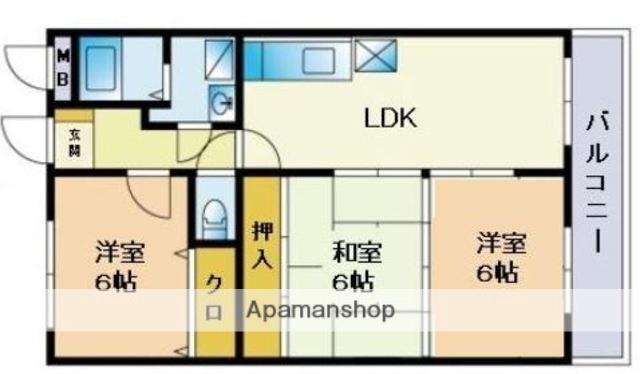 ルンビニー上大利Ⅱ(2LDK/2階)の間取り写真