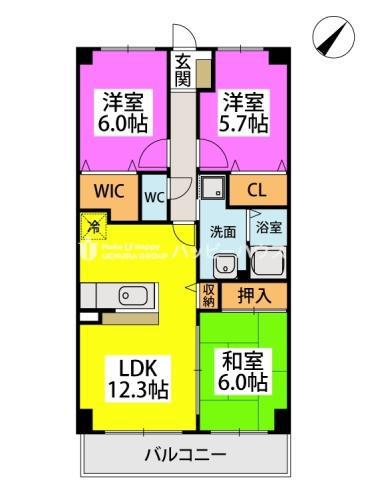 サントラップアベニュー(3LDK/4階)の間取り写真