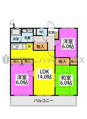 エクセレント中嶋Ⅲ(3LDK/3階)の間取り写真