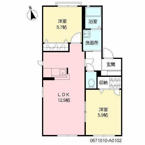 ペイド・エスポワールA棟(2LDK/1階)の間取り写真