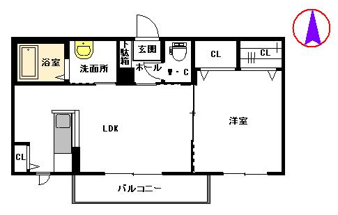ジュネスFUJI A棟(1LDK/2階)の間取り写真
