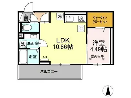 DーROOMアスキム(1LDK/1階)の間取り写真