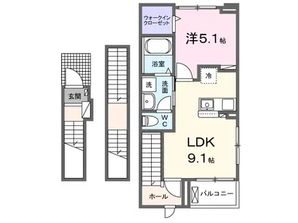 ルーチェット(1LDK/3階)の間取り写真