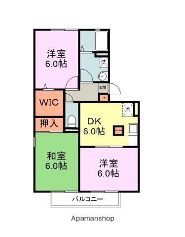 ハイカムールエル(3DK/2階)の間取り写真