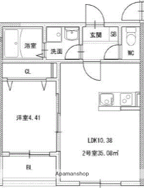 サニーガーデン春日大通(1LDK/2階)の間取り写真