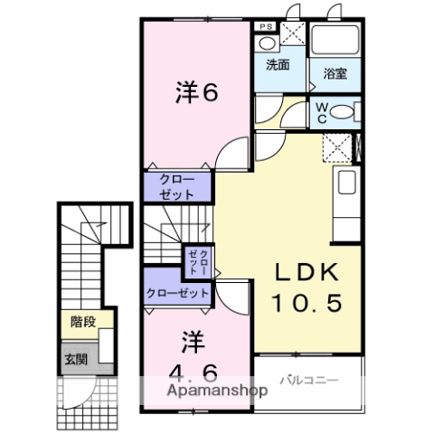ラッフィナートⅡ(2LDK/2階)の間取り写真